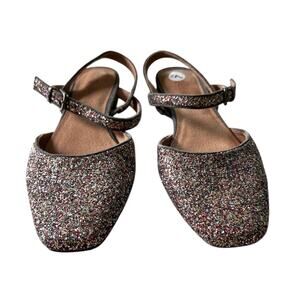 Madewell Size 7 Leather The Jeanine Slingback‎ Flats in Glitter